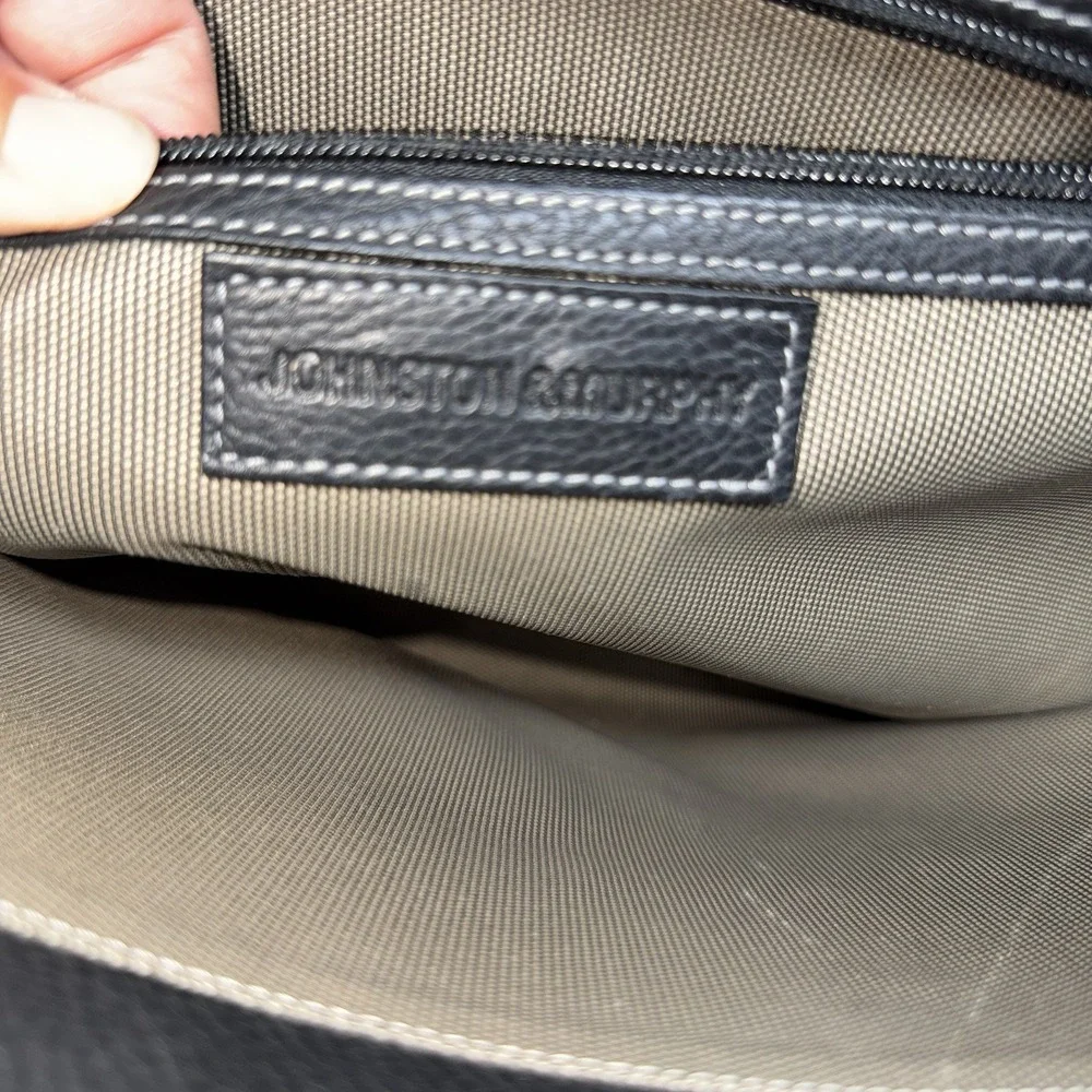 Johnston & Murphy J & M Black Pebbled Leather Briefcase Laptop Messenger Bag